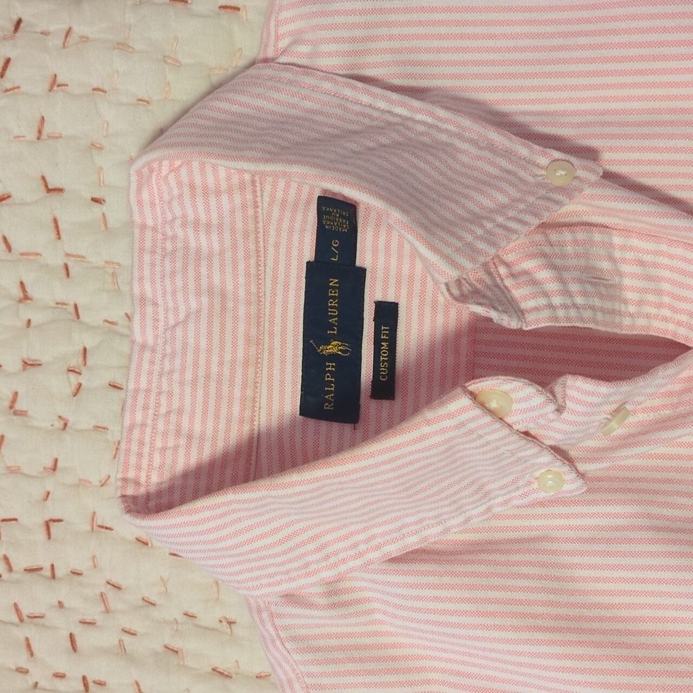 🩷 Ralph Lauren Pastel Pink Stripe Button Down Shirt - Picture 6 of 6